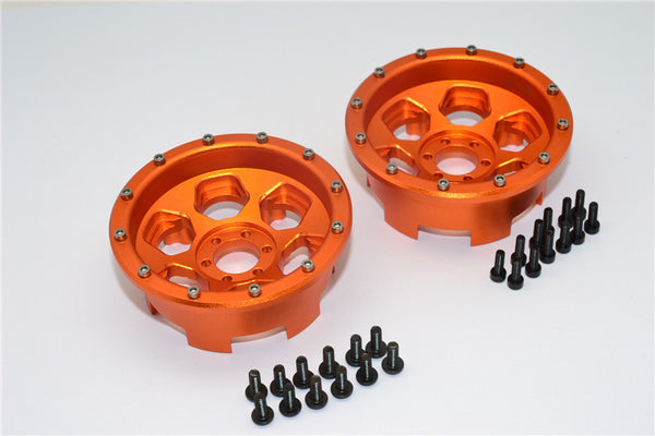 Axial Yeti Aluminum Front/Rear 2.2 Wheels Beadlock (6 Poles) - 1Pr Set Orange