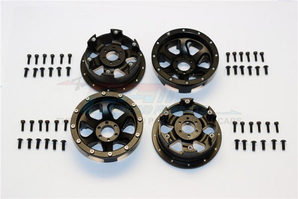 Axial Yeti Aluminum Front/Rear 2.2 Wheels Beadlock (6 Poles Swirl) - 2Prs Set Black