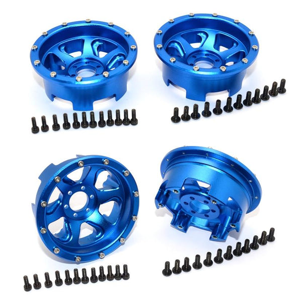 Axial Yeti Aluminum Front/Rear 2.2 Wheels Beadlock (6 Poles Swirl) - 2Pr Set Blue