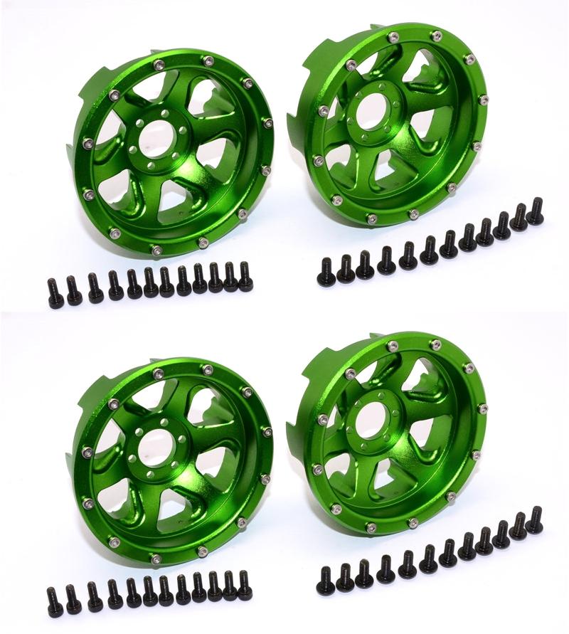 Axial Yeti Aluminum Front/Rear 2.2 Wheels Beadlock (6 Poles Swirl) - 2Pr Set Green