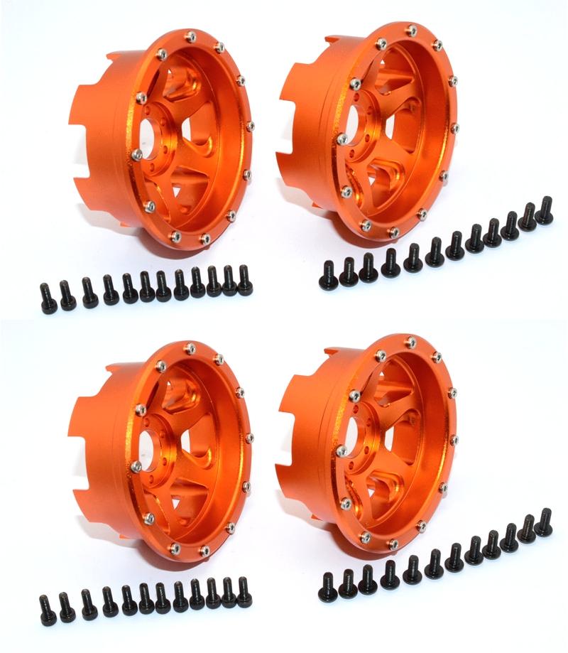 Axial Yeti Aluminum Front/Rear 2.2 Wheels Beadlock (6 Poles Swirl) - 2Pr Set Orange