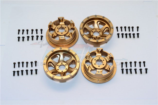 Axial Yeti Aluminum Front/Rear 2.2 Wheels Beadlock (6 Poles Swirl) - 2Prs Set Titanium