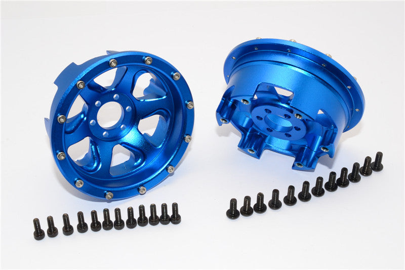 Axial Yeti Aluminum Front / Rear 2.2 Wheels Beadlock (6 Poles Swirl) - 1Pr Set Blue