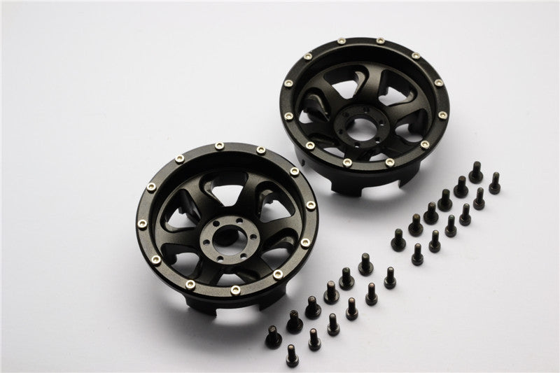 Axial Yeti Aluminum Front / Rear 2.2 Wheels Beadlock (6 Poles Swirl) - 1Pr Set Black