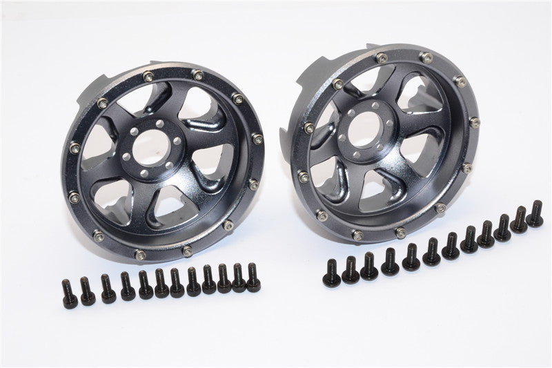 Axial Yeti Aluminum Front / Rear 2.2 Wheels Beadlock (6 Poles Swirl) - 1Pr Set Gray Silver