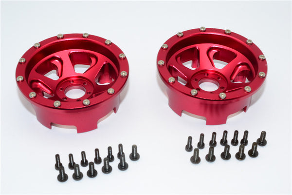 Axial Yeti Aluminum Front / Rear 2.2 Wheels Beadlock (6 Poles Swirl) - 1Pr Set Red