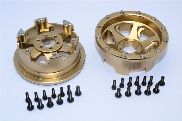 Axial Yeti Aluminum Front / Rear 2.2 Wheels Beadlock (6 Poles Swirl) - 1Pr Set Titanium