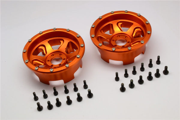 Axial Yeti Aluminum Front / Rear 2.2 Wheels Beadlock (6 Poles Swirl) - 1Pr Set Orange