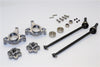 Axial Yeti Aluminum Front Knuckle Arm With Hex Adapters & Steel Front CVD Drive Shaft - 6Pcs Set (Thickness Design) Gray Silver