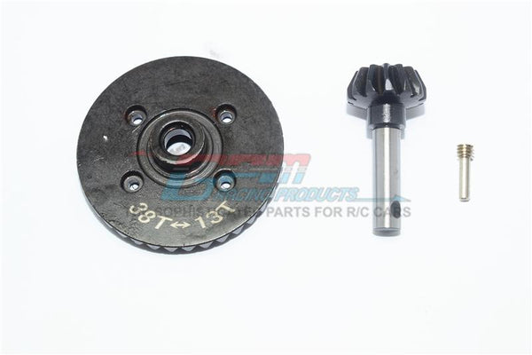 Harden Steel #45 Diff Bevel Gear 38T & Pinion Gear 13T For Axial RR10 / Wraith Spawn / Yeti / Yeti Score / SMT10 - 3Pc Set Black