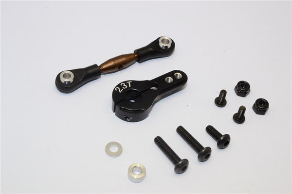 Axial Yeti Spring Steel Anti-Thread Tie Rod With Aluminum Servo Horn For 23T Spline Output Shaft - 1 Set Black