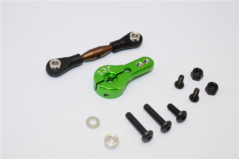 Axial Yeti Spring Steel Anti-Thread Tie Rod With Aluminum Servo Horn For 23T Spline Output Shaft - 1 Set Green