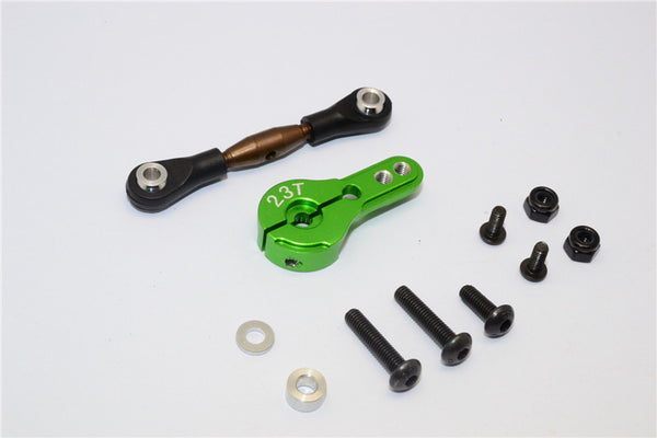 Axial Yeti Spring Steel Anti-Thread Tie Rod With Aluminum Servo Horn For 23T Spline Output Shaft - 1 Set Green