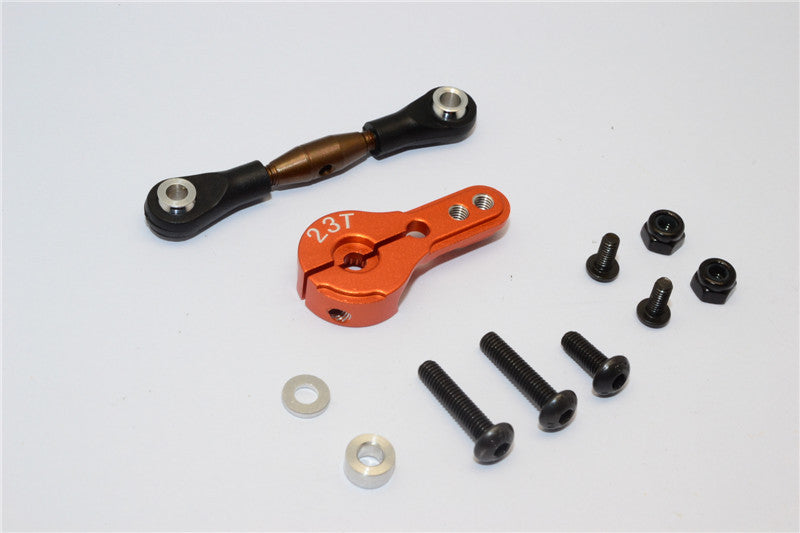 Axial Yeti Spring Steel Anti-Thread Tie Rod With Aluminum Servo Horn For 23T Spline Output Shaft - 1 Set Orange