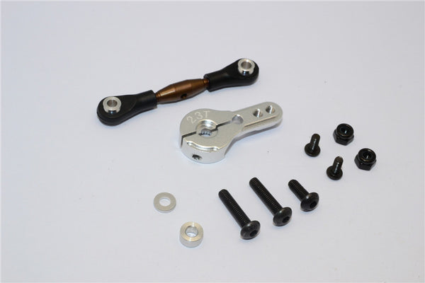 Axial Yeti Spring Steel Anti-Thread Tie Rod With Aluminum Servo Horn For 23T Spline Output Shaft - 1 Set Silver