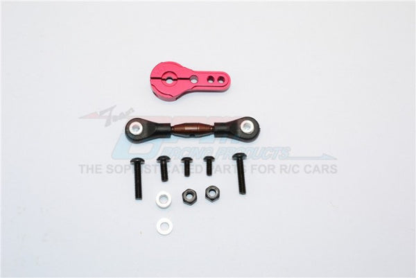 Axial Yeti (AX90026) & Yeti SCORE (AX90050, AX90068) Spring Steel Anti-Thread Tie Rod With Aluminum Servo Horn For 23T Spline Output Shaft - 1 Set Red