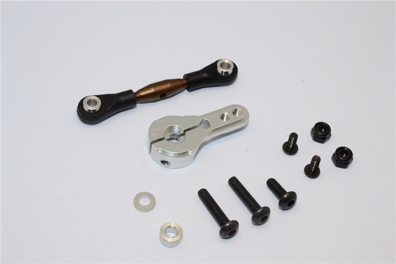 Axial Yeti Spring Steel Anti-Thread Tie Rod With Aluminum Servo Horn For 24T Spline Output Shaft - 1 Set Silver
