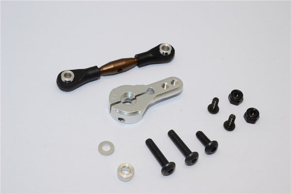 Axial Yeti Spring Steel Anti-Thread Tie Rod With Aluminum Servo Horn For 24T Spline Output Shaft - 1 Set Silver