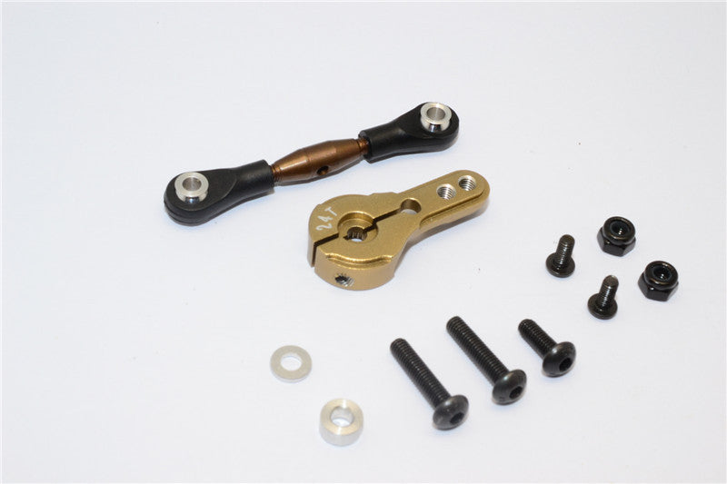 Axial Yeti Spring Steel Anti-Thread Tie Rod With Aluminum Servo Horn For 24T Spline Output Shaft - 1 Set Titanium