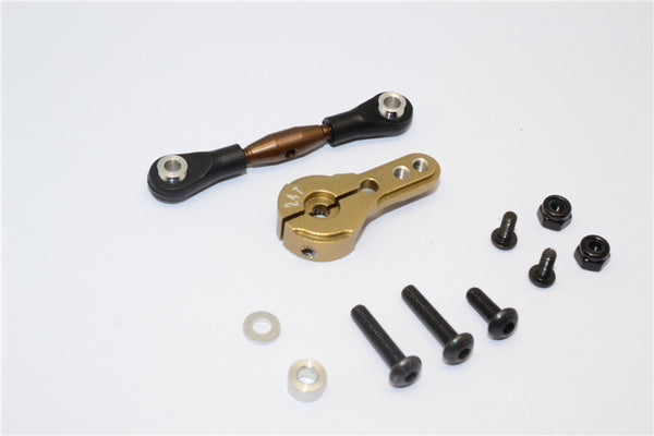 Axial Yeti Spring Steel Anti-Thread Tie Rod With Aluminum Servo Horn For 24T Spline Output Shaft - 1 Set Titanium