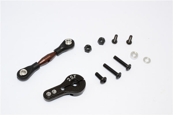 Axial Yeti Spring Steel Anti-Thread Tie Rod With Aluminum Servo Horn For 25T Spline Output Shaft - 1 Set Black
