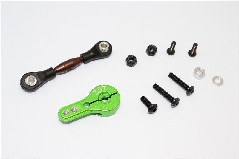 Axial Yeti Spring Steel Anti-Thread Tie Rod With Aluminum Servo Horn For 25T Spline Output Shaft - 1 Set Green
