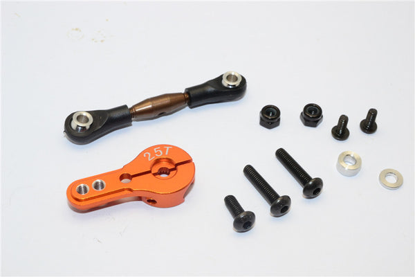 Axial Yeti Spring Steel Anti-Thread Tie Rod With Aluminum Servo Horn For 25T Spline Output Shaft - 1 Set Orange