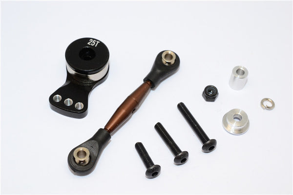 Axial Yeti Rock Racer Spring Steel Anti-Thread Tie Rod With Aluminum Hi-Torque Servo Saver 25T - 1 Set Black