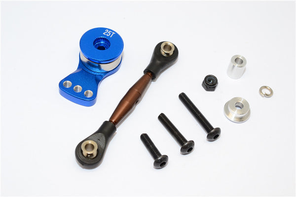Axial Yeti Rock Racer Spring Steel Anti-Thread Tie Rod With Aluminum Hi-Torque Servo Saver 25T - 1 Set Blue
