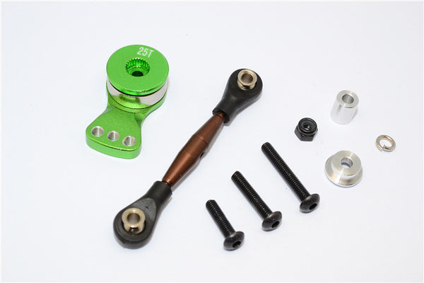 Axial Yeti Rock Racer Spring Steel Anti-Thread Tie Rod With Aluminum Hi-Torque Servo Saver 25T - 1 Set Green
