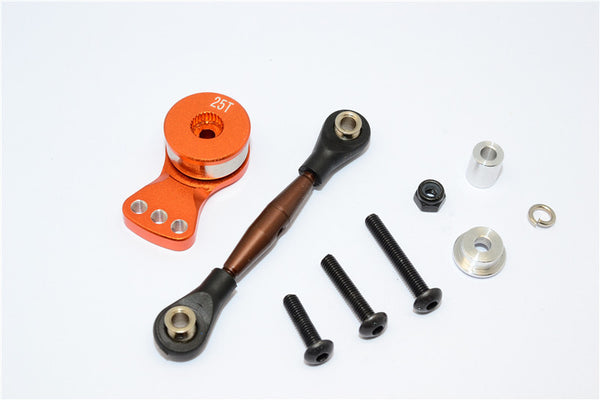 Axial Yeti Rock Racer Spring Steel Anti-Thread Tie Rod With Aluminum Hi-Torque Servo Saver 25T- 1 Set Orange