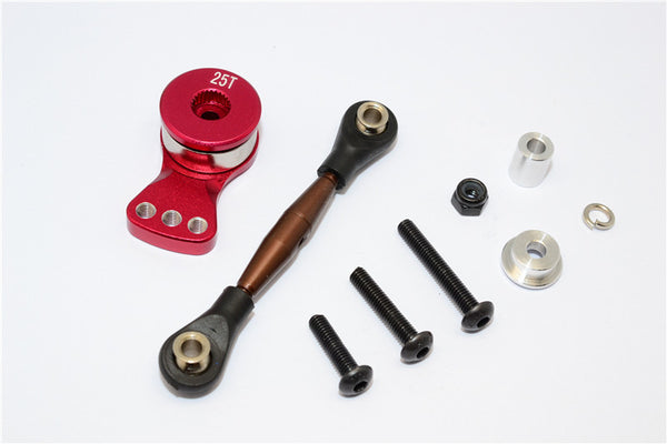 Axial Yeti Rock Racer Spring Steel Anti-Thread Tie Rod With Aluminum Hi-Torque Servo Saver 25T- 1 Set Red