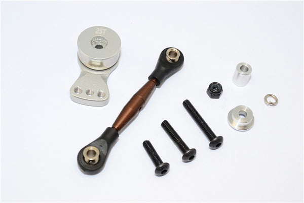 Axial Yeti Rock Racer Spring Steel Anti-Thread Tie Rod With Aluminum Hi-Torque Servo Saver 25T - 1 Set Silver