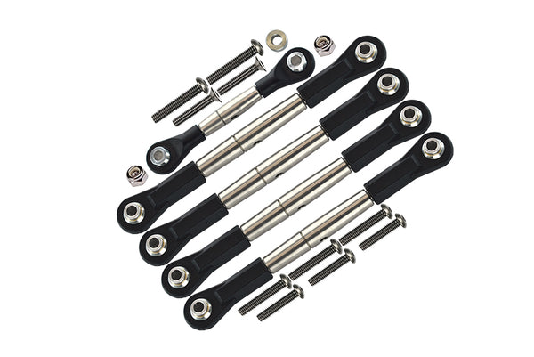 Axial Yeti Spring Steel Completed Anti-Thread Tie Rod With Black Plastic Ends - 5 Pcs Set