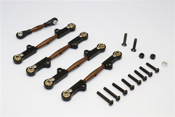 Axial Yeti Spring Steel Completed Anti-Thread Tie Rod With Aluminum Ends - 5 Pcs Set Black