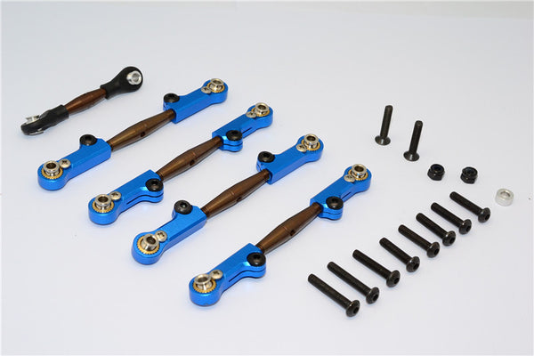 Axial Yeti Spring Steel Completed Anti-Thread Tie Rod With Aluminum Ends - 5 Pcs Set Blue