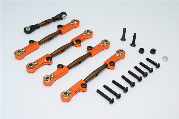 Axial Yeti Spring Steel Completed Anti-Thread Tie Rod With Aluminum Ends - 5 Pcs Set Orange