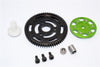 Axial Yeti Aluminum Spur Gear Adapter + Steel Spur Gear 32 Pitch 64T - 2 Pcs Set Green