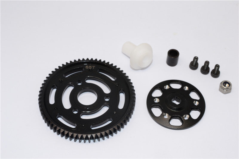 Axial Yeti Aluminum Spur Gear Adapter + Steel Spur Gear 32 Pitch 65T - 2Pcs Set Black