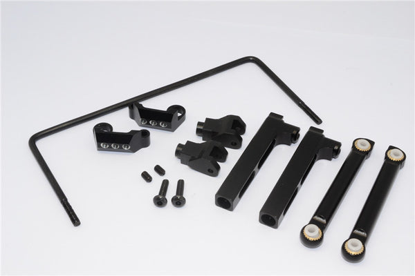 Axial Yeti Aluminum Rear Sway Bar Mount + Cage Mount + Wire - 9 Pcs Set Black