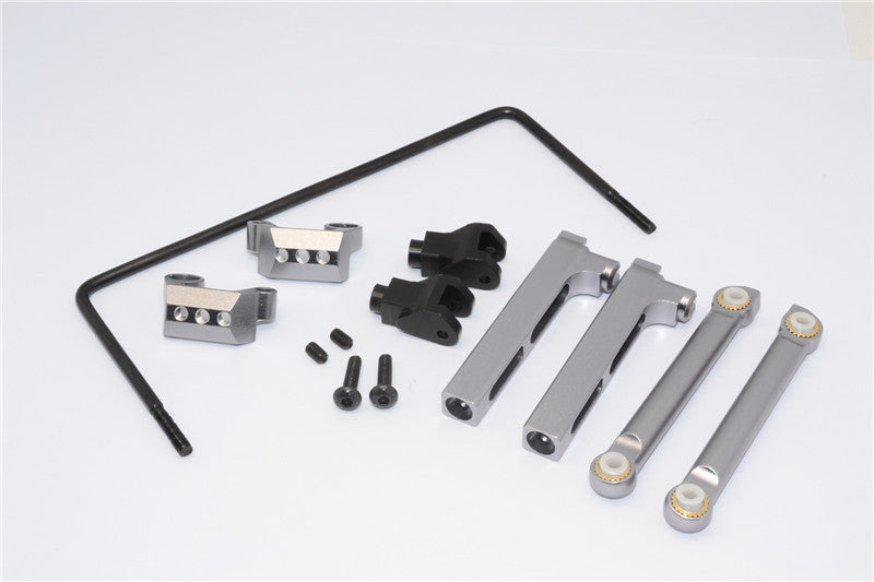 Axial Yeti Aluminum Rear Sway Bar Mount + Cage Mount + Wire - 9 Pcs Set Gray Silver