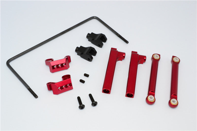 Axial Yeti Aluminum Rear Sway Bar Mount + Cage Mount + Wire - 9Pcs Set Red