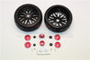 Axial Yeti (AX90026) & Yeti SCORE (AX90050, AX90068) Rubber Radial Tires With Plastic Wheels & Wheel Hub Adapters, 12mm To 17mm Converter, 4mm & 5mm Wheel Lock - 2Pcs Set Red