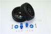 Axial Yeti Rock Racer Aluminum 23mm Rear Hex Adapters + Rubber On-Road Radial Tires With Plastic Wheels - 1Pr Set Blue