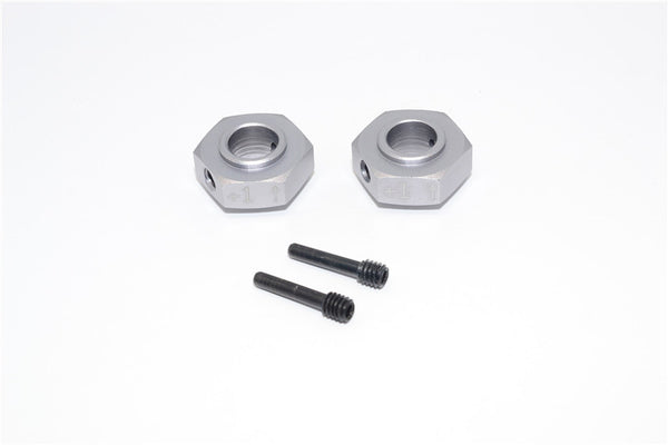 Axial Yeti XL Monster Buggy Aluminum Hex Adapter (+1mm Thickness) - 2 Pcs Set Gray Silver