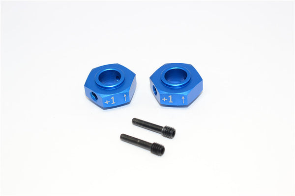Axial Yeti XL Monster Buggy Aluminum Hex Adapter (+1mm Thickness) - 2 Pcs Set Blue