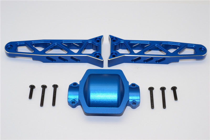 Axial Yeti XL Monster Buggy Aluminum Rear Axle Housing Mount - 3Pcs Set Blue