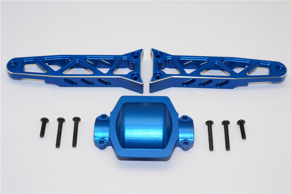 Axial Yeti XL Monster Buggy Aluminum Rear Axle Housing Mount - 3Pcs Set Blue