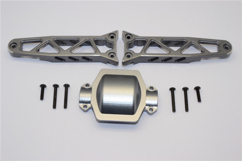 Axial Yeti XL Monster Buggy Aluminum Rear Axle Housing Mount - 3Pcs Set Gray Silver
