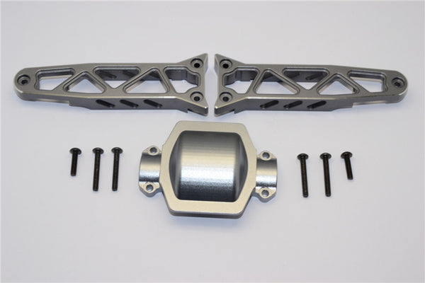 Axial Yeti XL Monster Buggy Aluminum Rear Axle Housing Mount - 3Pcs Set Gray Silver